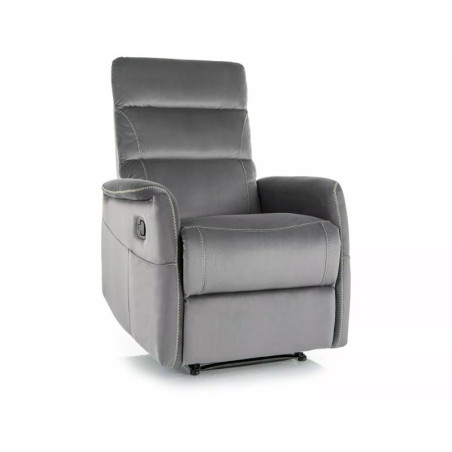 Fauteuil relax manuel en velours - Gamme Solon M - Gris
