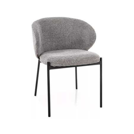 Chaise en tissu - Gamme Kioto - Gris - Piètement noir