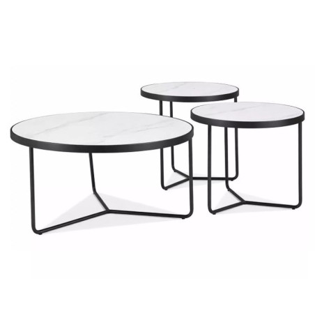 Ensemble de tables basses en céramique - Gamme Demeter - D 80 cm - Blanc