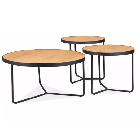 Ensemble de tables basses en bois - Gamme Demeter - D 80 cm - Chêne