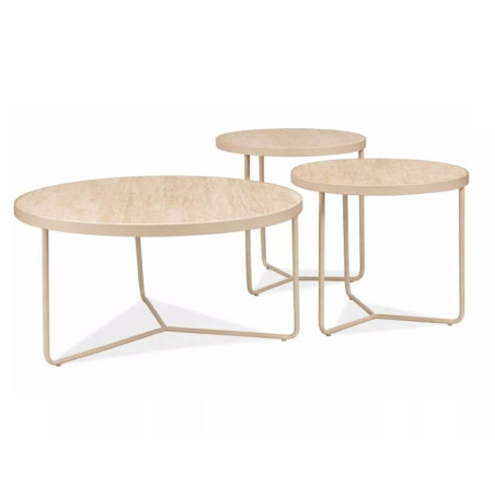 Ensemble de tables basses en céramique - Gamme Demeter - D 80 cm - Beige