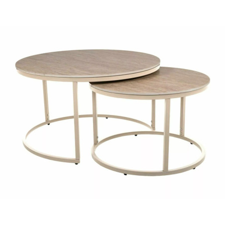 Ensemble de tables basses en céramique - Gamme Ferrante K - D 80 cm - Beige
