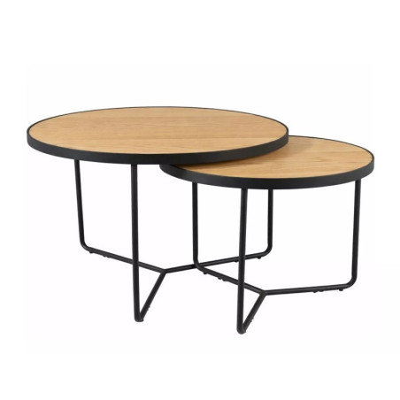 Ensemble de tables basses en bois - Gamme Italia - D 80 cm - Chêne