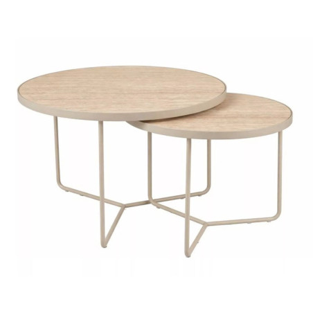 Ensemble de tables basses en céramique - Gamme Italia - D 80 cm - Beige