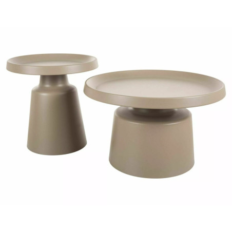 Ensemble de tables basses en métal - Gamme Rodos - D 70 cm - Beige