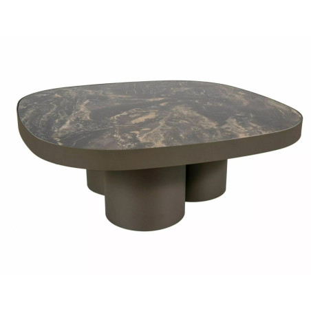 Table basse en céramique - Gamme Stella A - 100 x 100 x 38 cm - Noir