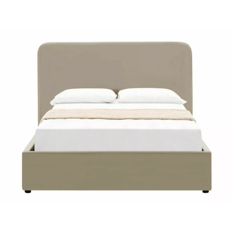 Lit en velours - Gamme Lumia - 140 x 200 - Taupe