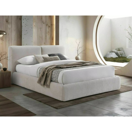 Lit en tissu - Gamme Modena - 160 x 200 - Beige