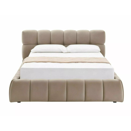 Lit en velours - Gamme Parma - 140 x 200 - Taupe