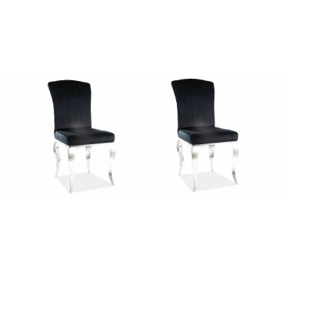 Lot de 2 chaises en velours - Gamme Prince - Noir