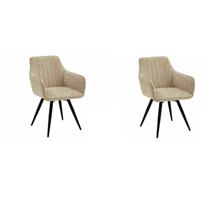 Lot de 2 chaises pivotantes en tissu - Gamme Ballo - Beige clair
