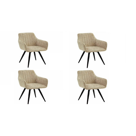 Lot de 4 chaises pivotantes en tissu - Gamme Ballo - Beige clair