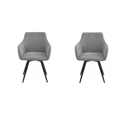 Lot de 2 chaises pivotantes en tissu - Gamme Ballo - Gris - Tissu Brego 07