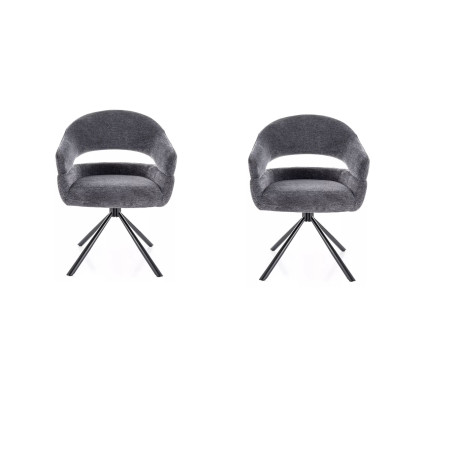 Lot de 2 chaises pivotantes en tissu - Gamme Borgo - Gris foncé
