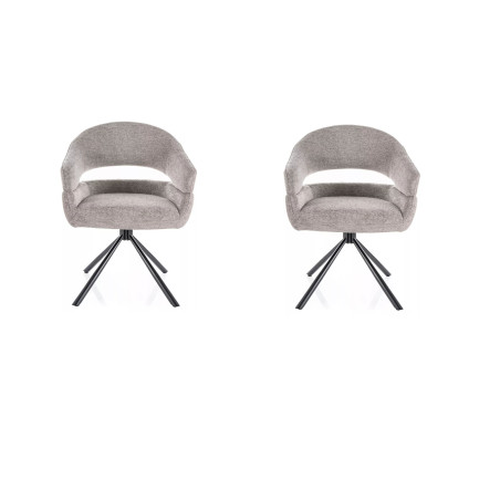 Lot de 2 chaises pivotantes en tissu - Gamme Borgo - Gris