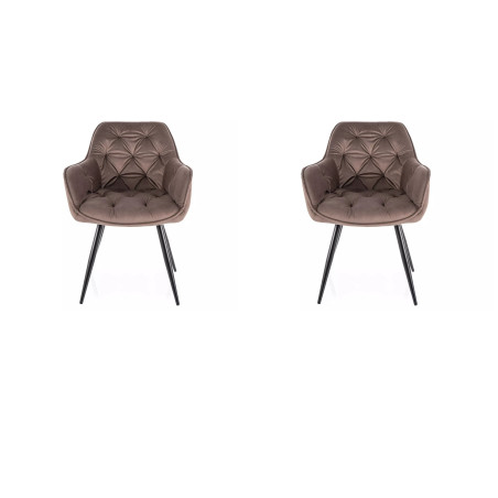 Lot de 2 chaises en velours - Gamme Cherry - Beige cappuccino