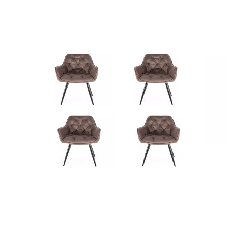 Lot de 4 chaises en velours - Gamme Cherry - Beige cappuccino