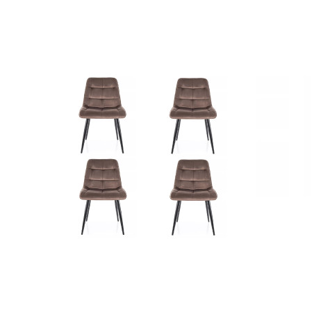 Lot de 4 chaises en velours - Gamme Chic - Beige cappuccino