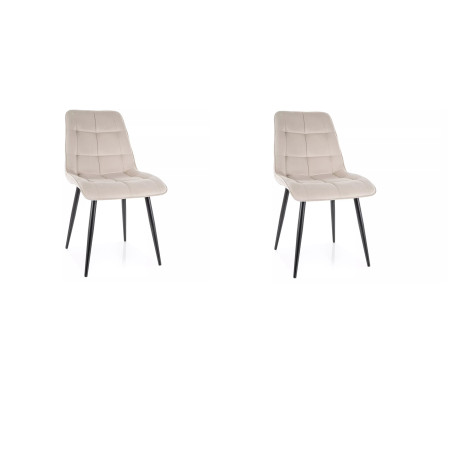 Lot de 2 chaises en velours - Gamme Chic - Beige clair