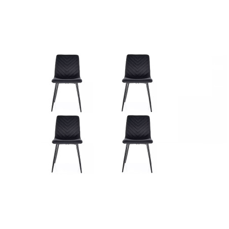 Lot de 4 chaises en velours - Gamme Daren - Noir