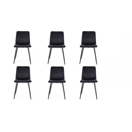 Lot de 6 chaises en velours - Gamme Daren - Noir