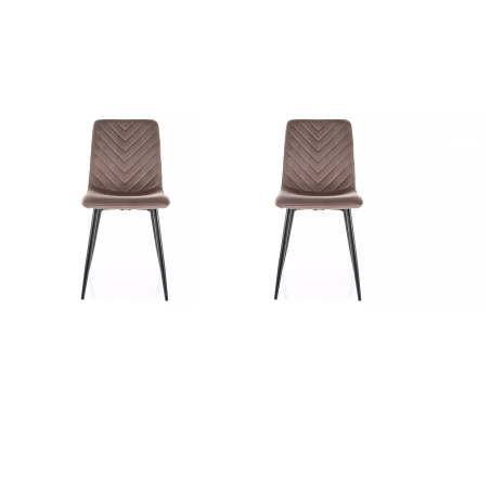 Lot de 2 chaises en velours - Gamme Daren - Beige cappuccino