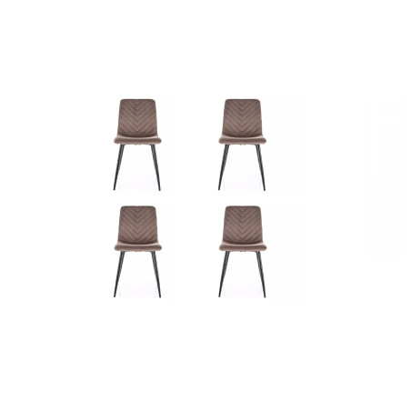 Lot de 4 chaises en velours - Gamme Daren - Beige cappuccino