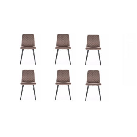Lot de 6 chaises en velours - Gamme Daren - Beige cappuccino