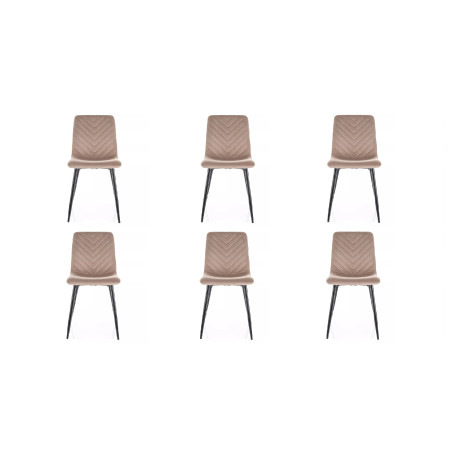Lot de 6 chaises en velours - Gamme Daren - Taupe