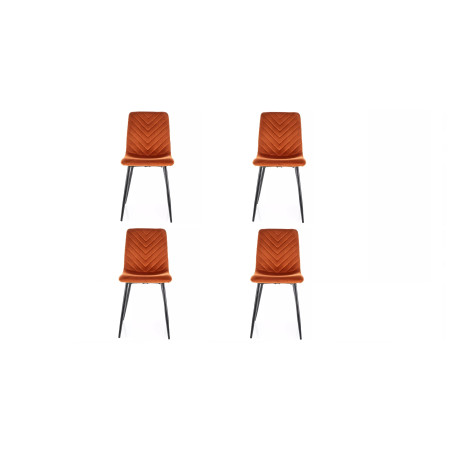 Lot de 4 chaises en velours - Gamme Daren - Terracotta