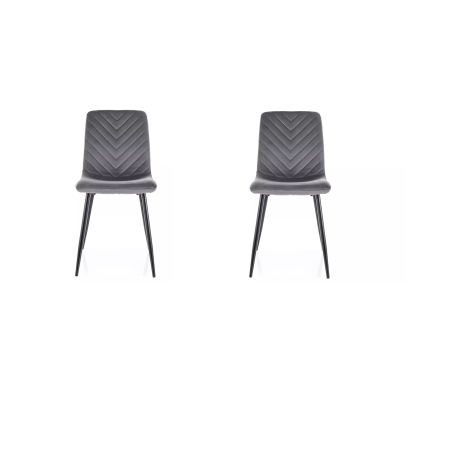 Lot de 2 chaises en velours - Gamme Daren - Gris