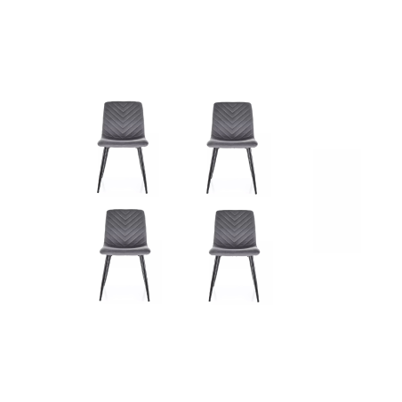 Lot de 4 chaises en velours - Gamme Daren - Gris