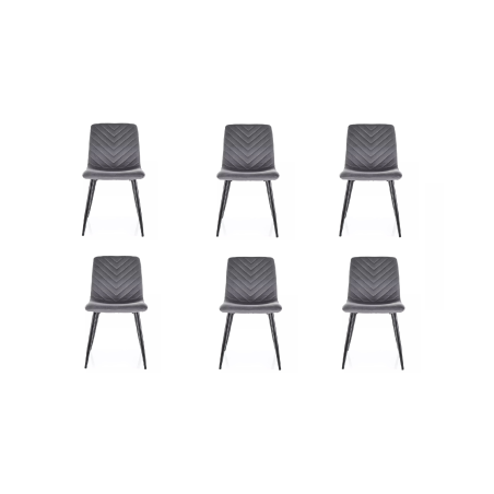Lot de 6 chaises en velours - Gamme Daren - Gris