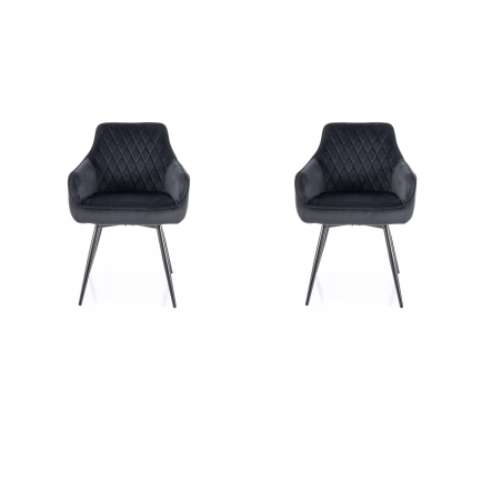 Lot de 2 chaises pivotantes en velours - Gamme Marlo - Noir