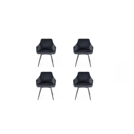 Lot de 4 chaises pivotantes en velours - Gamme Marlo - Noir