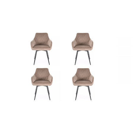 Lot de 4 chaises pivotantes en velours - Gamme Marlo - Taupe