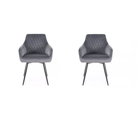 Lot de 2 chaises pivotantes en velours - Gamme Marlo - Gris
