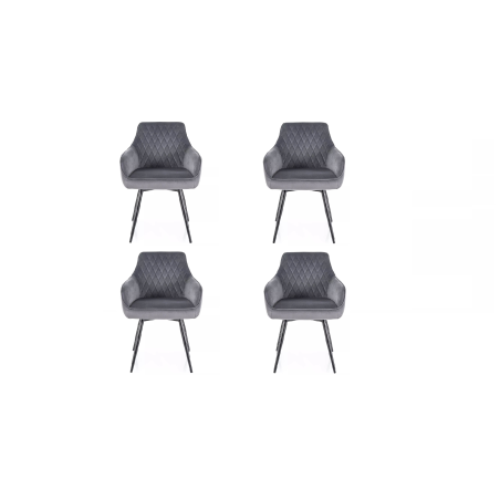 Lot de 4 chaises pivotantes en velours - Gamme Marlo - Gris
