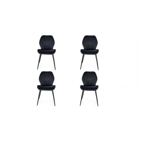 Lot de 4 chaises en velours - Gamme Mike - Noir