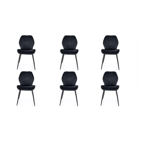 Lot de 6 chaises en velours - Gamme Mike - Noir