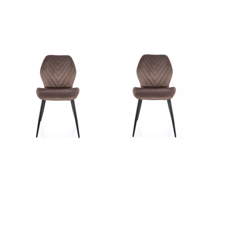 Lot de 2 chaises en velours - Gamme Mike - Beige cappuccino