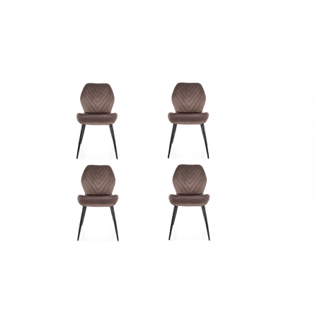 Lot de 4 chaises en velours - Gamme Mike - Beige cappuccino
