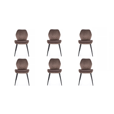 Lot de 6 chaises en velours - Gamme Mike - Beige cappuccino
