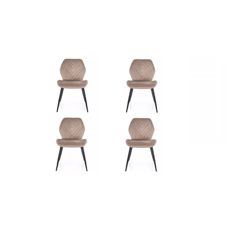 Lot de 4 chaises en velours - Gamme Mike - Taupe