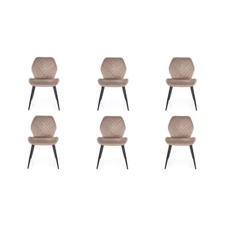 Lot de 6 chaises en velours - Gamme Mike - Taupe