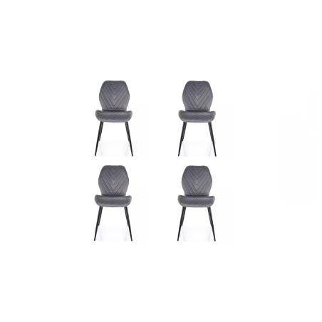 Lot de 4 chaises en velours - Gamme Mike - Gris