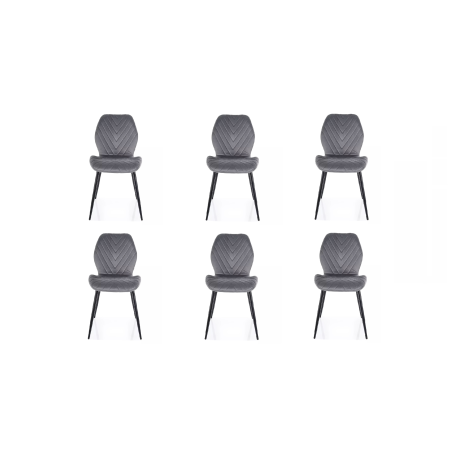 Lot de 6 chaises en velours - Gamme Mike - Gris