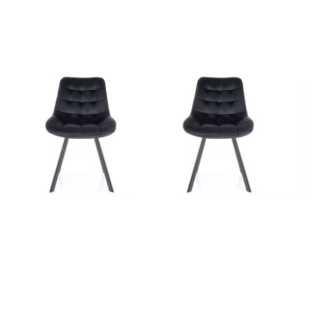 Lot de 2 chaises pivotantes en velours - Gamme Monti - Noir