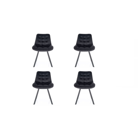Lot de 4 chaises pivotantes en velours - Gamme Monti - Noir