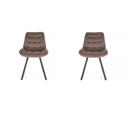 Lot de 2 chaises pivotantes en velours - Gamme Monti - Beige cappuccino